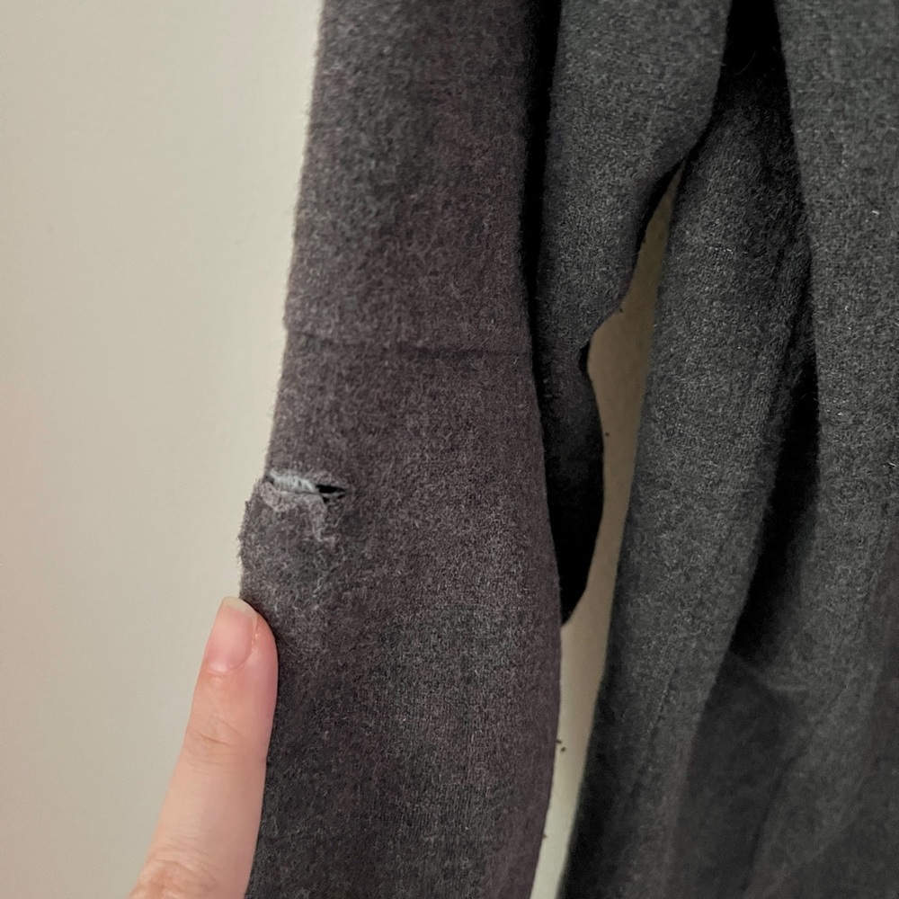 The North Face Wool Gray Vintage Jacket with Striped Lining Zip Up Collared L - Picture 10 of 17